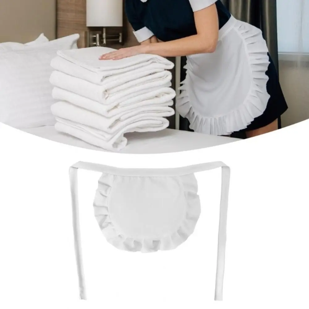 Polyester Black White Maid Style Waist Apron for Cooking Cosplay