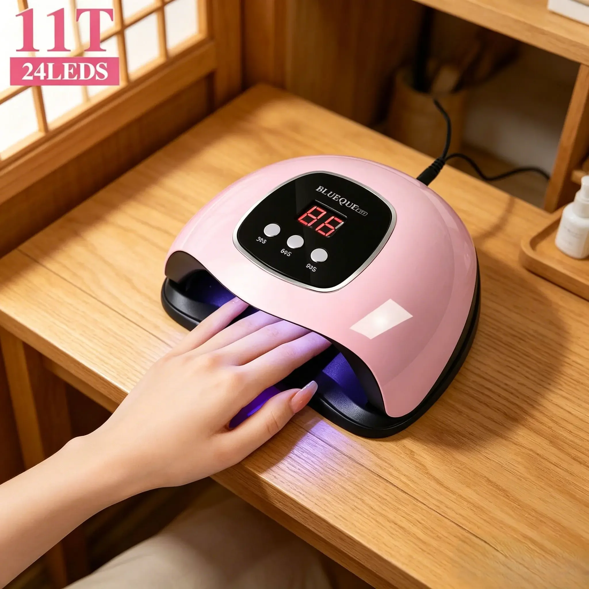 24 LED UV 네일 드라이어 램프, USB 전원으로 작동하는 빠른 경화 매니큐어 램프 (젤 네일 폴리쉬용)