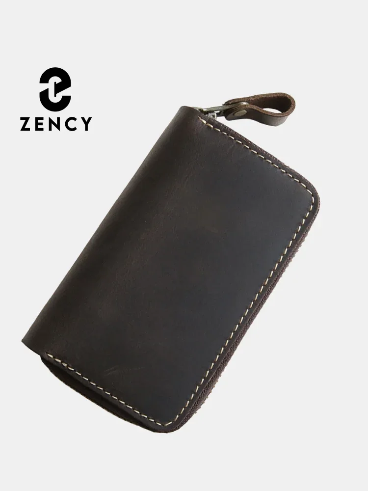 Zency New Genuine Leather Unisex Car Key Holder Small Key Case Bag Female Keychain Housekeeper Keys Organizer Men Business Style