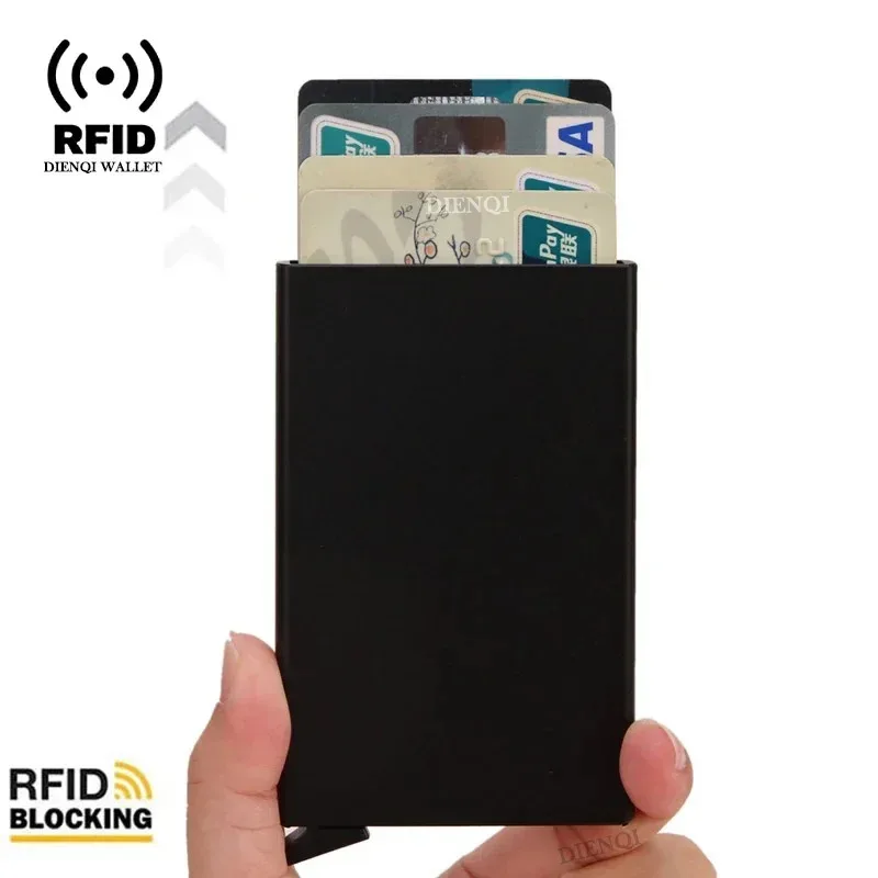 Wallet Card Holder Rfid ultra-thin smart wallet for men and women pop-up credit card holder metal minimalist mini wallet