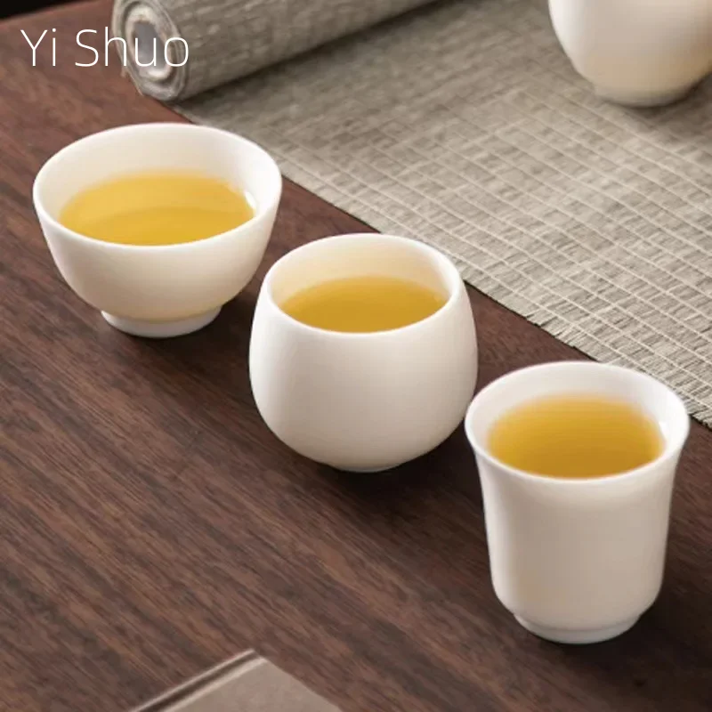 Plain Roast Mutton Fat Jade Small Teacup Dehua Kung Fu Tea Cup Teacup White Porcelain Master Cup Pure White Single