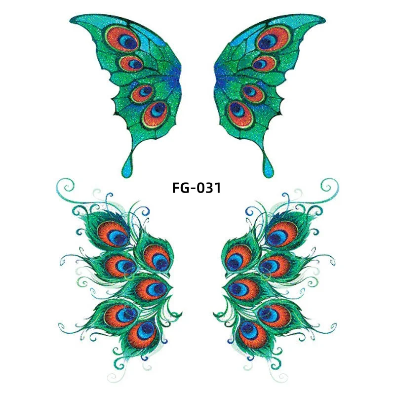 1Sheet Fairy Butterfly Wings Shiny Tattoo Sticker Waterproof Eyes Face Art Fake Tattoos for Women Makeup Dance Music Festival view 4