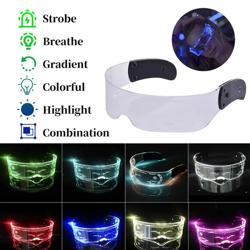 Glow Glasses 7 Mode Adjustable Colorful Luminous Glasses LED Light Up Goggles For Party Decoration