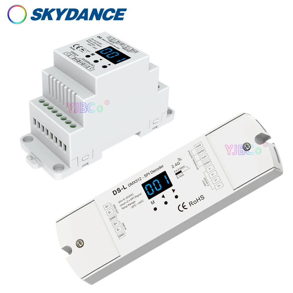 Skydance DS 5V-24V 12V DMX512 to SPI Decoder DMX signal converter RGB RGBW IC WS2812 WS2815 LED strip controller 2.4G RF remote skydance dmx512 to spi decoder dmx signal converter ws2812 2815 rgb rgbw ic pixel led strip controller 5v 24v 12v 2 4g rf remote