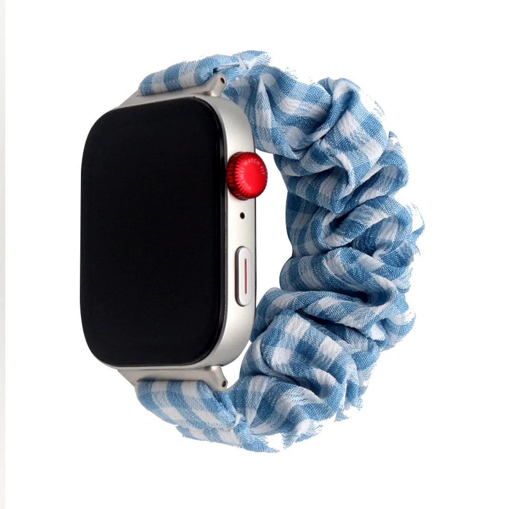 Blue Fabric Scrunchies Stretchy Wristband