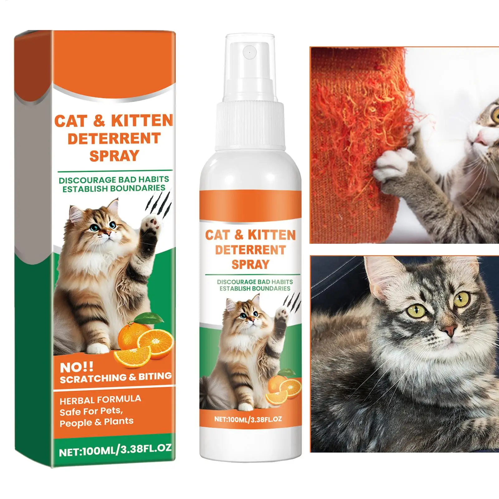 100ml 고양이 안티 스크래치 스프레이 오렌지 향기 소파 커튼 보호대 제한 구역 고양이 개 스크래치 방지 애완 동물 훈련 보조