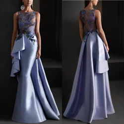 Prom Dress Evening Saudi Arabia Jersey Draped Applique Pleat Prom Mermaid O-Neck Bespoke Occasion Gown Long Dresses