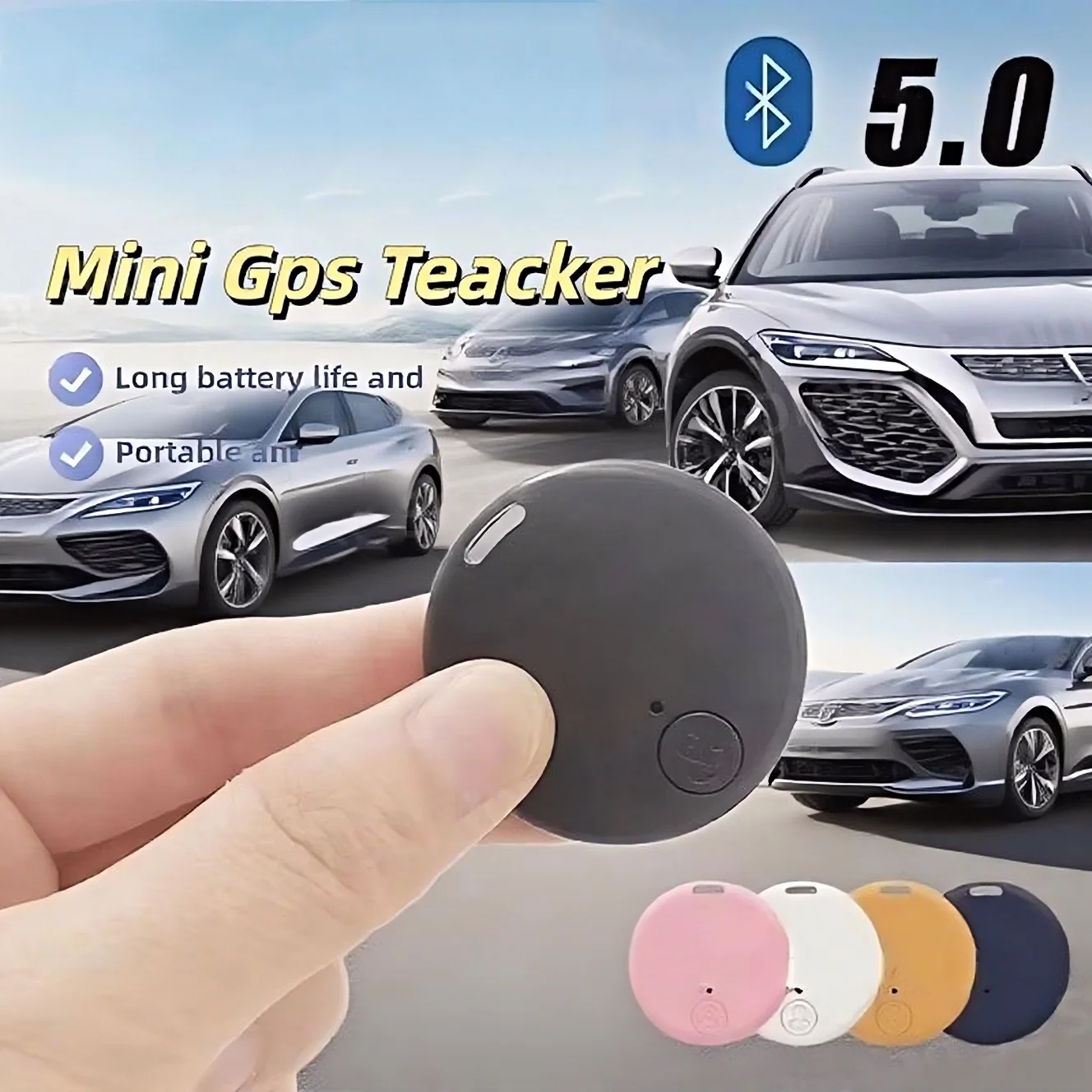 Compact Bluetooth 5.0 Smart GPS Tracker with Bidirectional Positioning & Anti-Lost Alarm