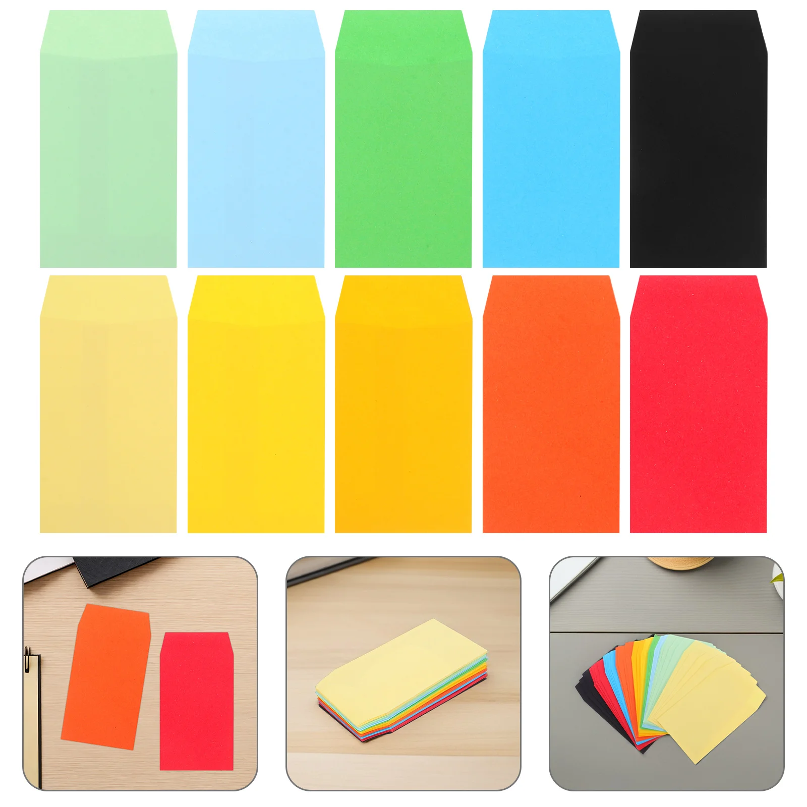 50pcs Blank Small Envelope Mini Color Empty Envelope Card Packaging Envelope Cash Deposit Mixed Envelope Invitation Card