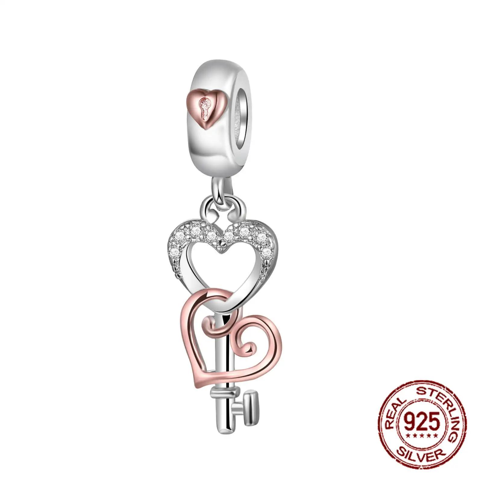 925 Sterling Silver Bead Golden Heart-Shaped Lock Birthday Candle Charm Fit Original Pandora Bracelet DIY Jewelry Accessories images - 6