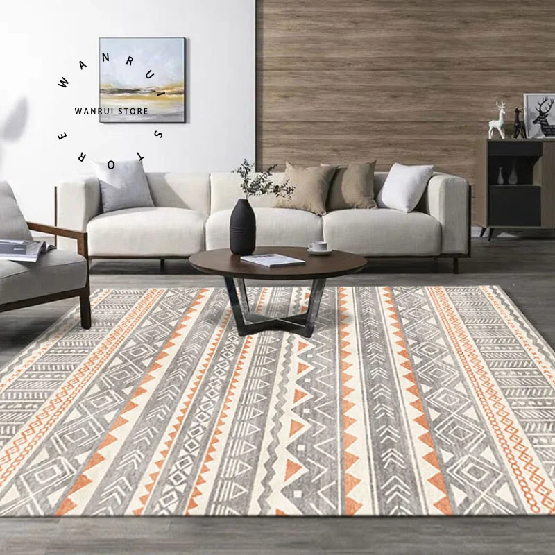 Modern Ribbed Moroccan Homestay Living Room Carpet Nordic Bedroom Study Large Area Decorative Rug Bohemian Color Style Floor Mat