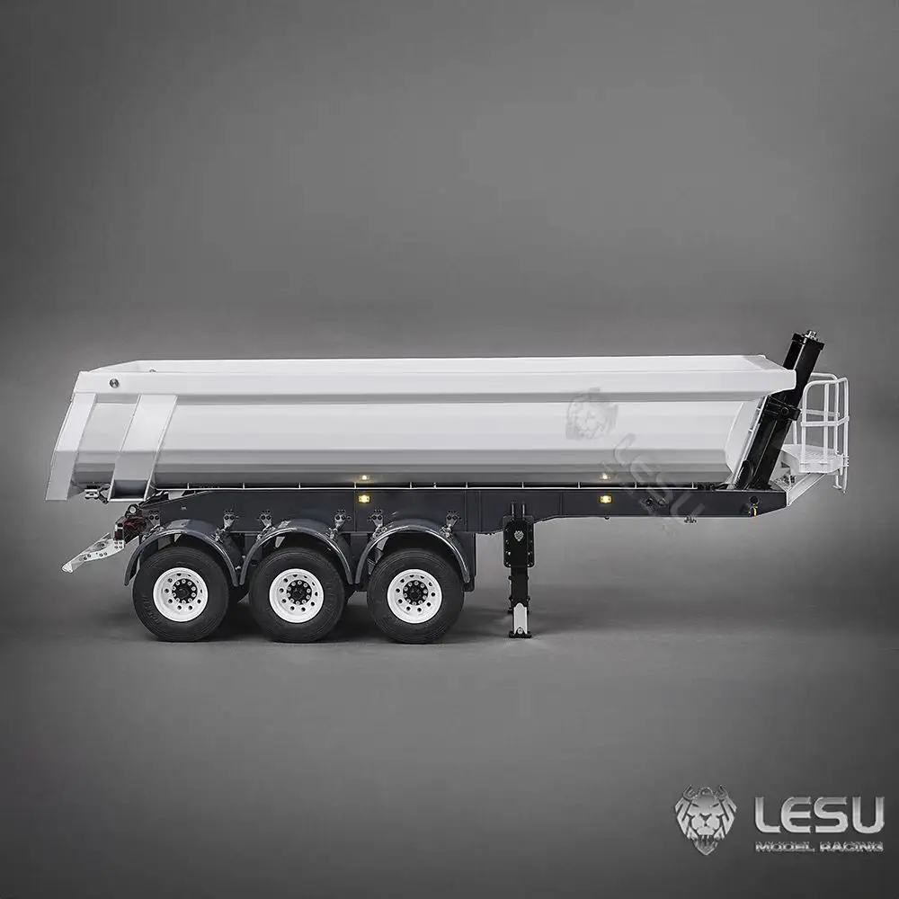 LESU RC Hydraulic Dump Trailer 3 Axles Metal Trailers Electric Legs for 1/14 TAMIYAYA Remote Control Vehicle Tractor Truck Model 4