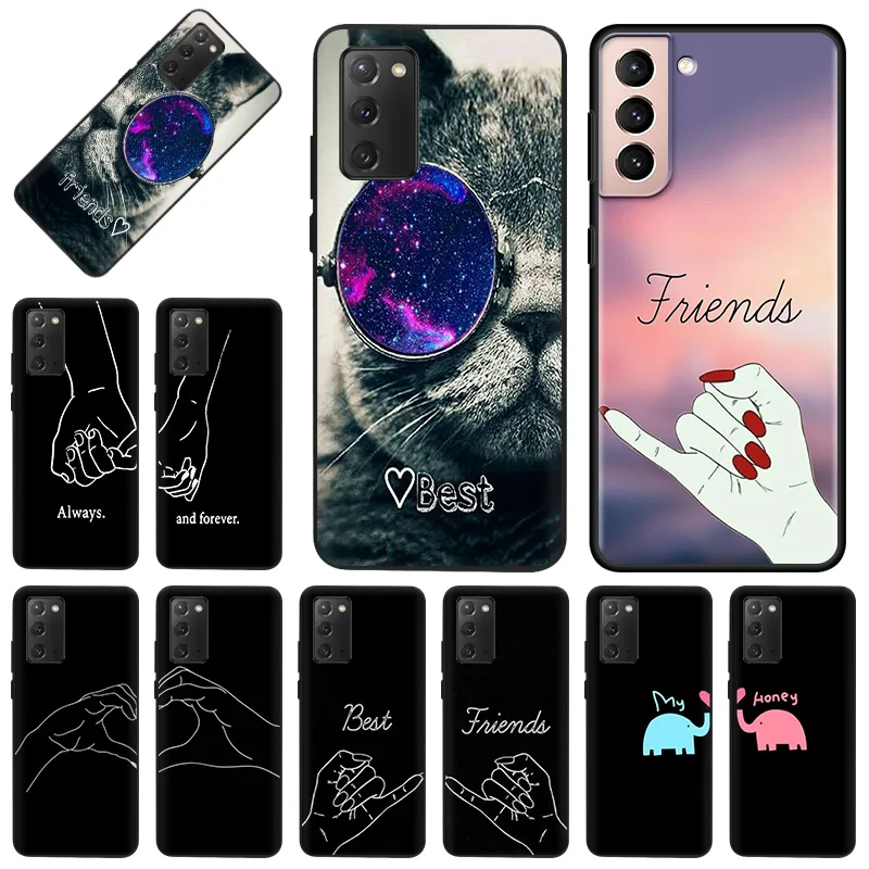 Custodia Per Telefono Per Samsung Galaxy S22 Ultra S21 S20 S10 Plus Fe 5G E Note 10 Lite 9 8 Ragazze Best Friends Forever Coppia Cover Nera