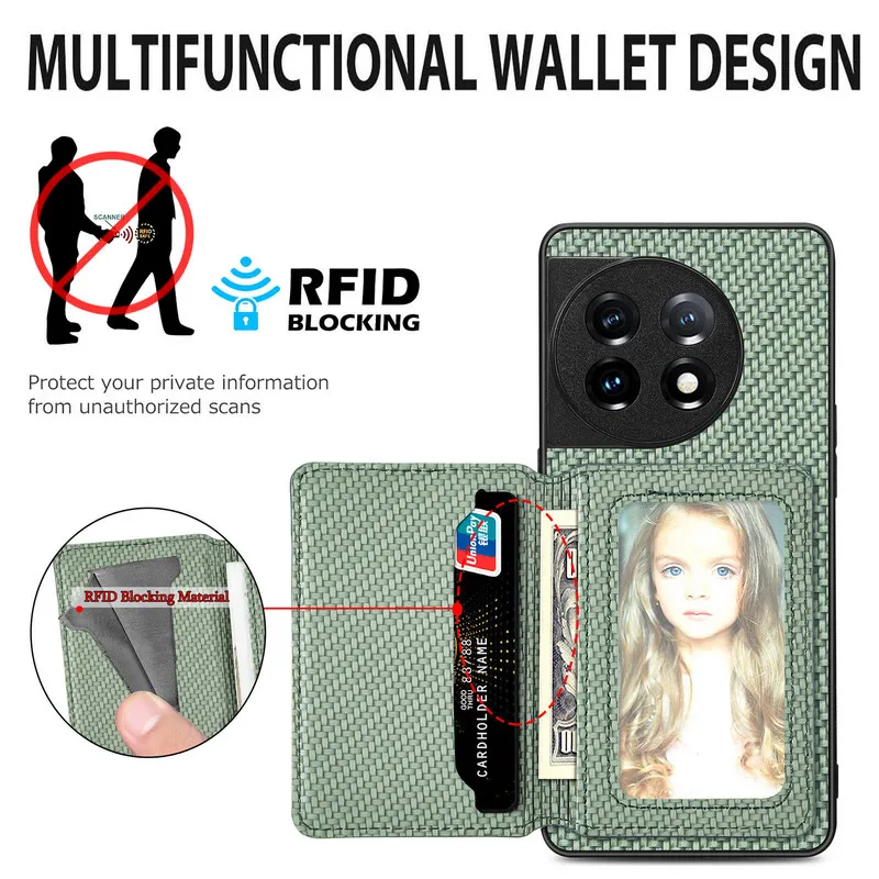Luxury RFID Blocking Leather Wallet Case with Magnetic Back Cover