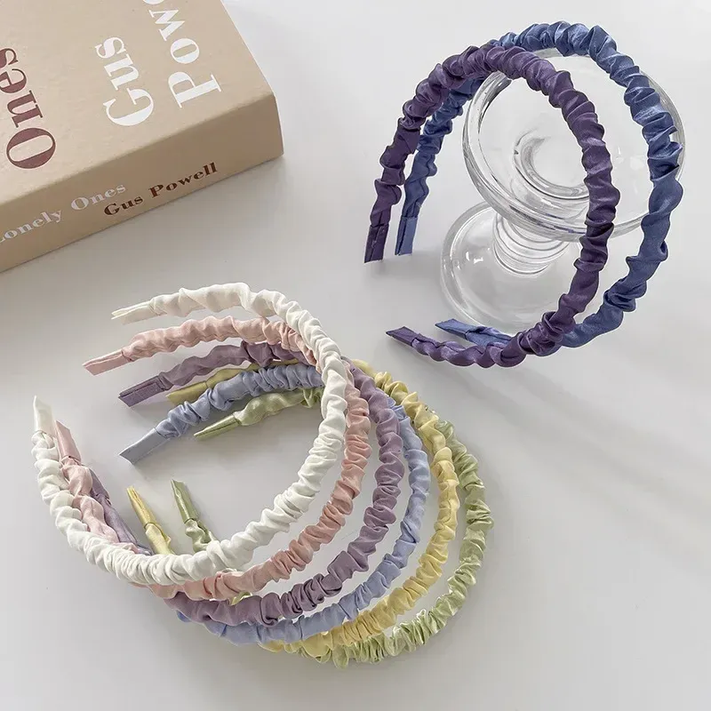 Fabric Satin Pleated Hairband for Women Sweet Simple Headband Fashion Hair Accessories Girls Hoop Headwear Versatile Hair Band