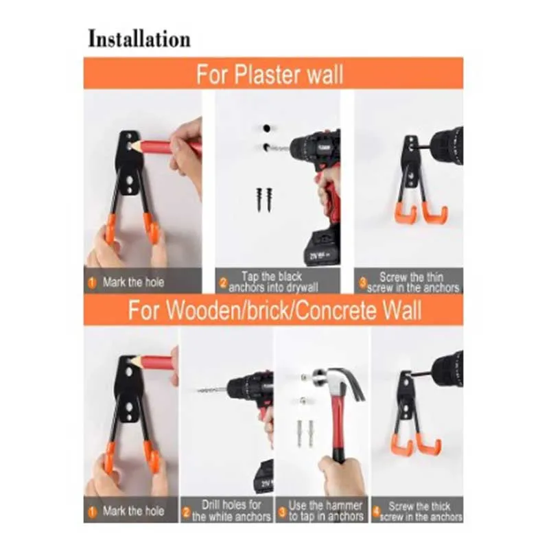 Bicycle Garage Heavy Storage Hook Warehouse Hardware Strong Load-Bearing Small/Medium Square Hook Tool Storage Wall Metal Hook 2