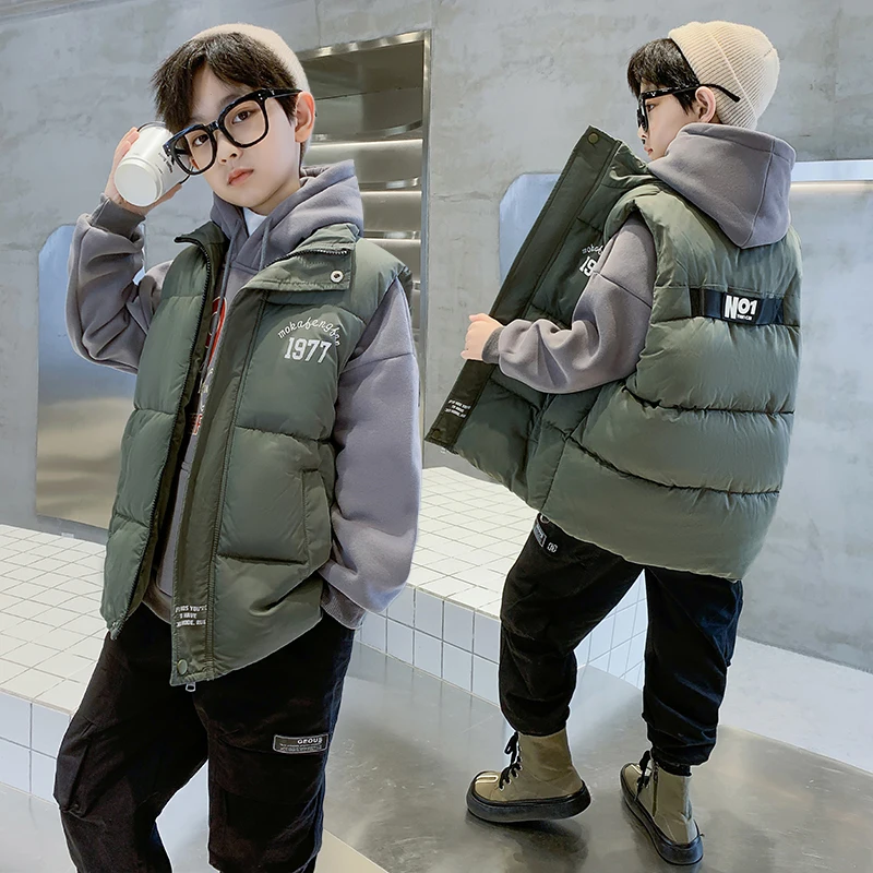 

Kids Camouflage Waistcoat Boys Warm Cotton Padded Vest Teenager Sleeveless Jackets Children Winter Outerwear Coat Boys Outfits