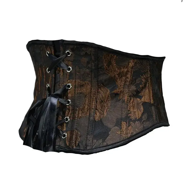 Damen Vintage Lolita Korsett-Top mit Sonnenblumen-Reliefdruck, kurzes Schnür-Bustier, Latex-Taillentrainer, Shapewear, Übergröße – Detail 23