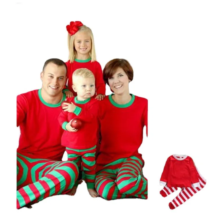 thumbnail image 1 of Conjunto de pijamas navideños 2023 con estampado de rayas para madre, padre e hijos, ropa de dormir informal suave de 2 piezas, atuendo de aspecto familiar navideño, 1 of 5