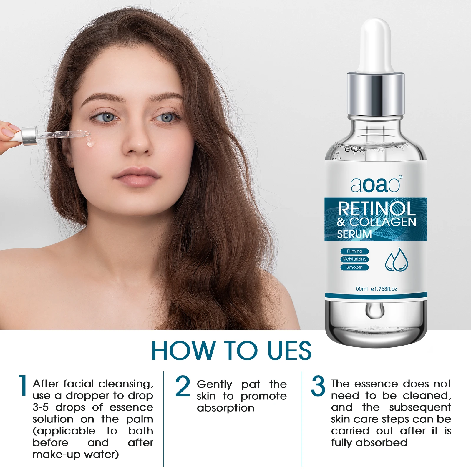 Retinol & Collagen Serum, 50ml, Facial Skincare, Moisturizing, Anti-Wrinkle,  Fragrance, Vitamin E, Glycerin，All Skin Types 5