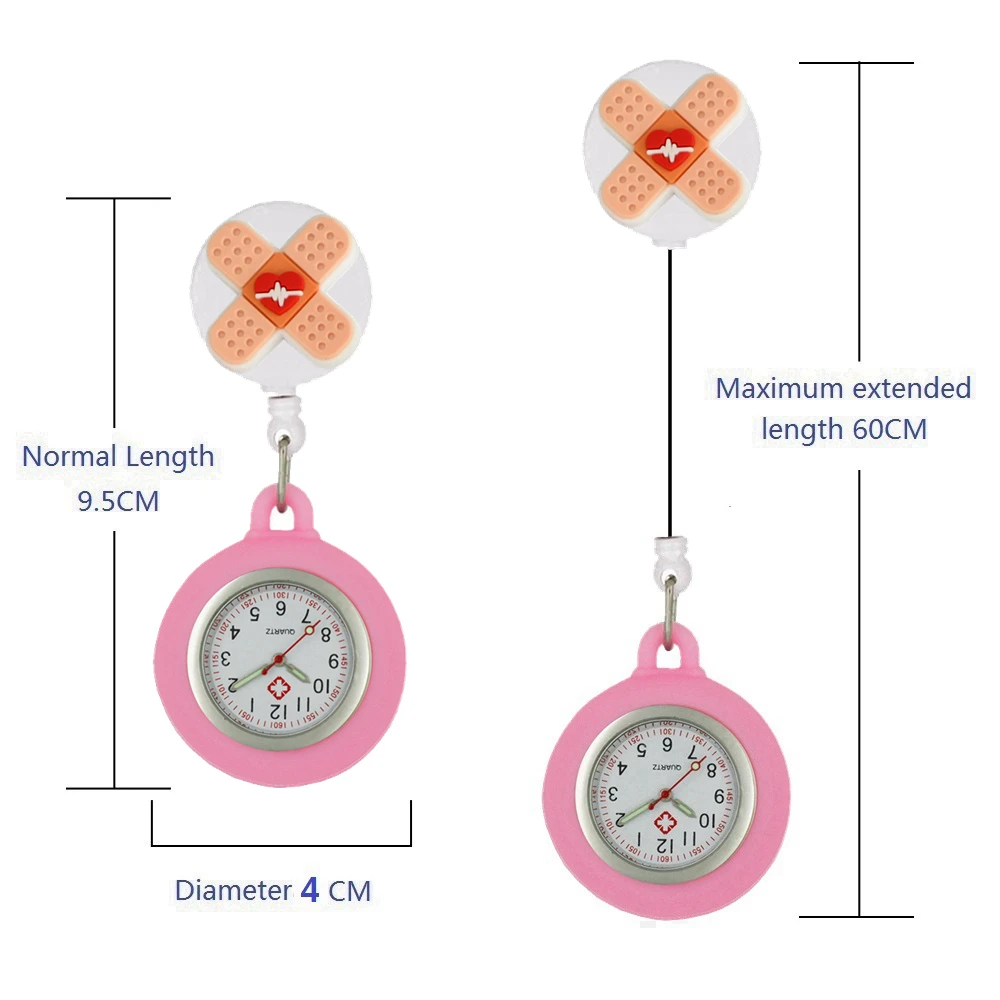 Pocket Watch Fashion Cartoon Medical Icons Retractable Badge Reel Clip for Hospital