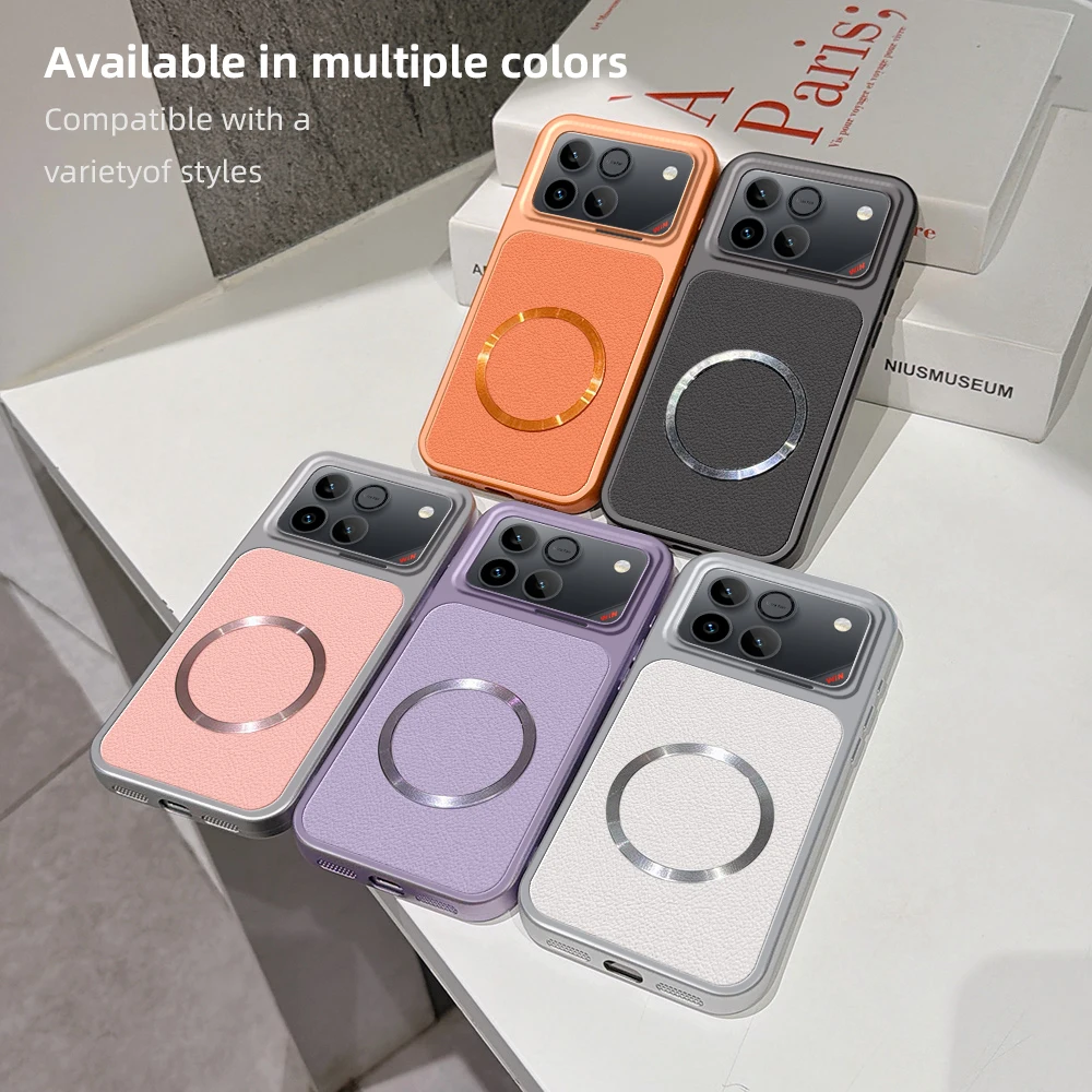 Lychee Pattern Magnetic Ring Ultra-Thin Shockproof Case Cover
