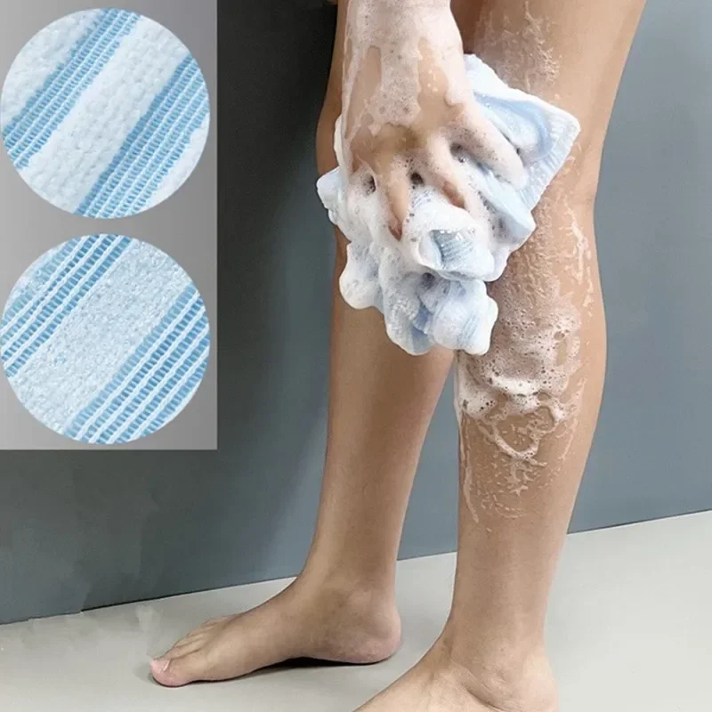 Silver-ion Exfoliating Bath Towel - Long Back Scrubber for Shower, Rich Lather Body Wash Cloth for Men & Women, Multi-Function