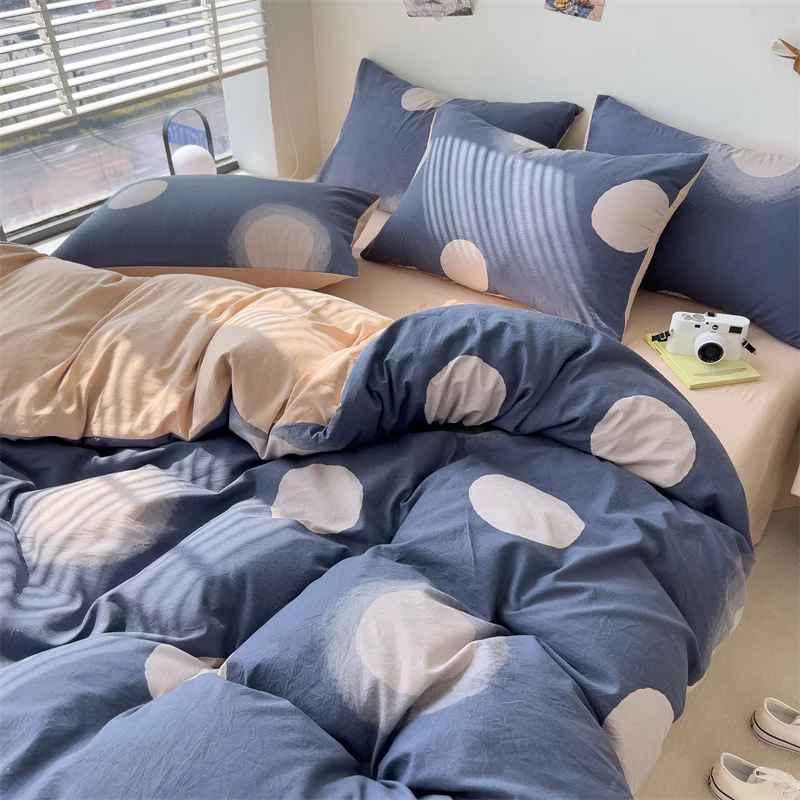 

New Wash Cotton Printed Quilt Cove Set 3-4 Sets AB Version Double Queen Bedding 150x200 220x240 Duvet Students Universal