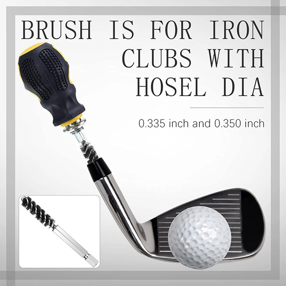 Electric Drill Wire Brush Golf Club Brush Stainless Steel Bristles Wire Brush Clubs Groove Cleaner for Deeply Clean Debris Dust
