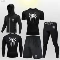 Spider Men'S Fitness High Quality Gym Running Sports Suit MMA Rashguard Compression Breathable Tights Shorts Sets Men Boxing 1