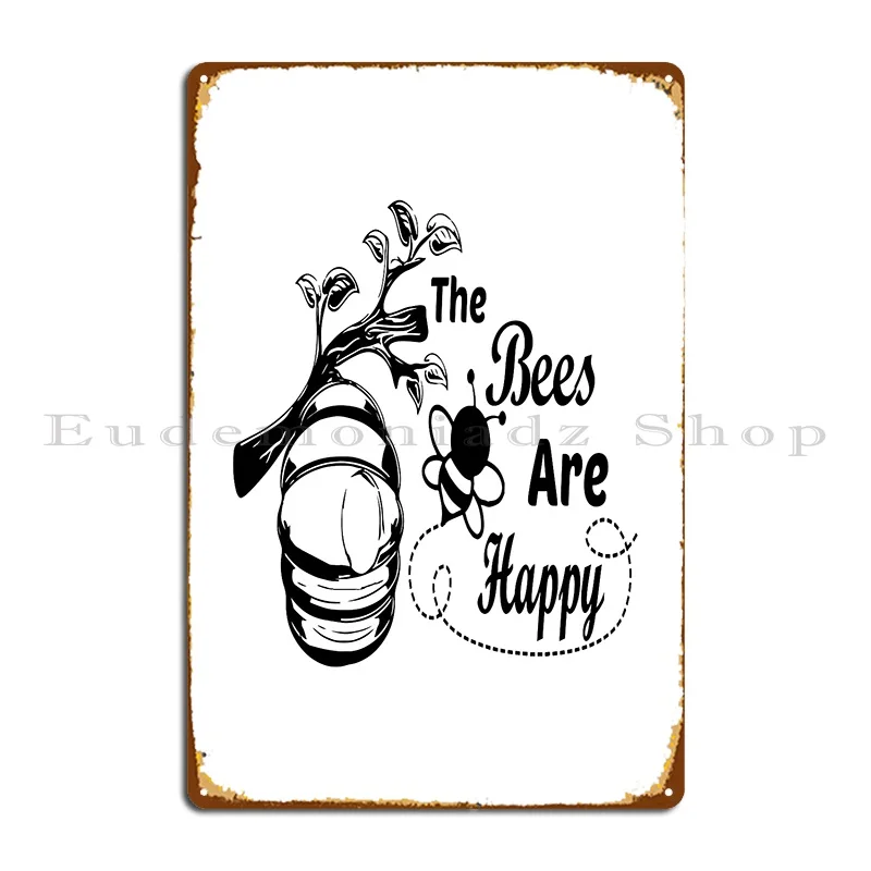 

Рубашка с надписью "пчелы счастливы", металлический плакат с надписью на кухню, Настенный декор, Настенный декор, жестяной плакат