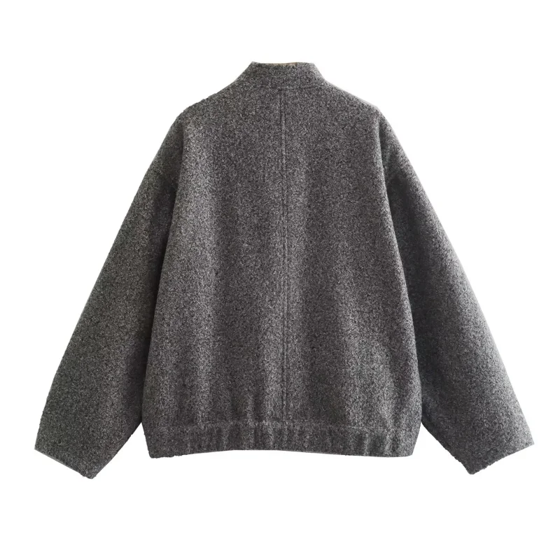 Women's Jackets With Buttons Bombers Grey Long Sleeve Coat Lady Warm With Pockets Outwear Jackets 2023 Spring Winter New