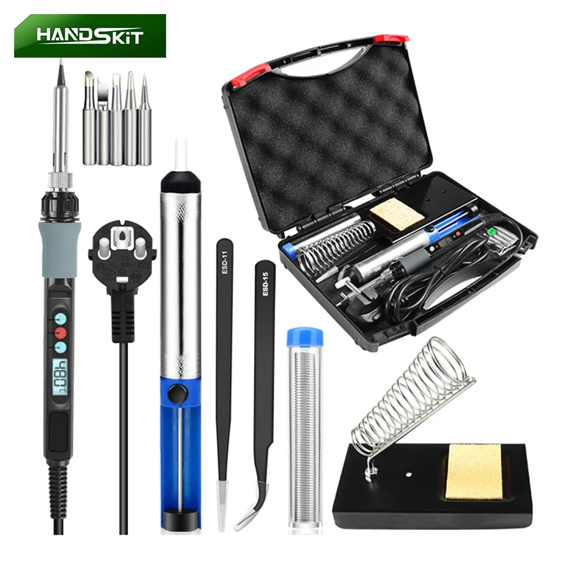 90W Electric Soldering Iron Sets Tweezers Vacuum Tin Sucker Kits Auto Sleep Digital Solder Iron Protable Repair Welding Tools