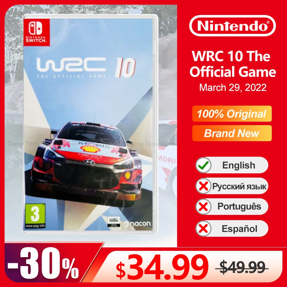 WRC 10 Offres de jeux Nintendo Switch OLED Lite, carte de jeu