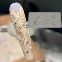 1Pcs Baroque White Horse 3D Acrylic Nail Mold 4*2CM Silicone Stamping Plates DIY Retro Style Resin Mold for Jewelry Making Decor 1
