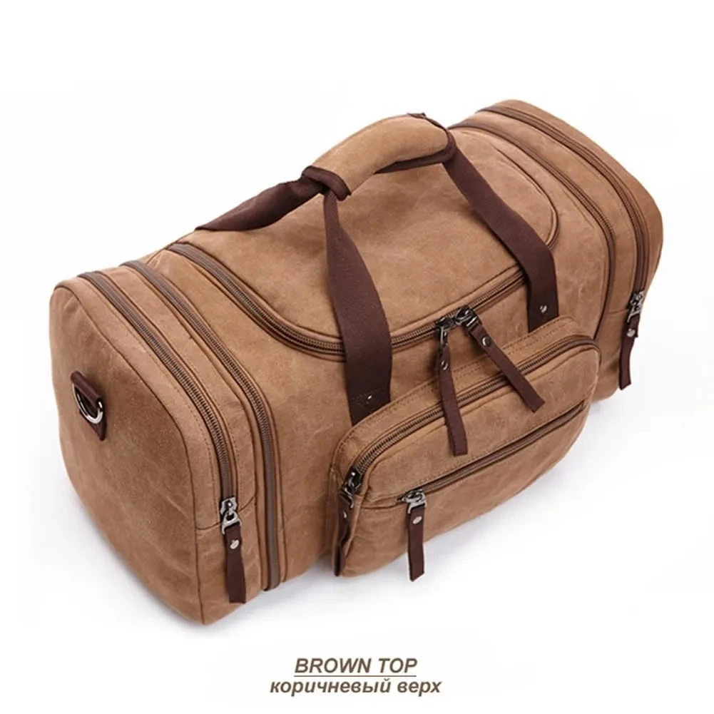 GNWXY Canvas Travel Bag Large Capacity Men Tote Bag Portable Overnight Weekender Luggage Bags Retro Duffle Bags Dripshipping