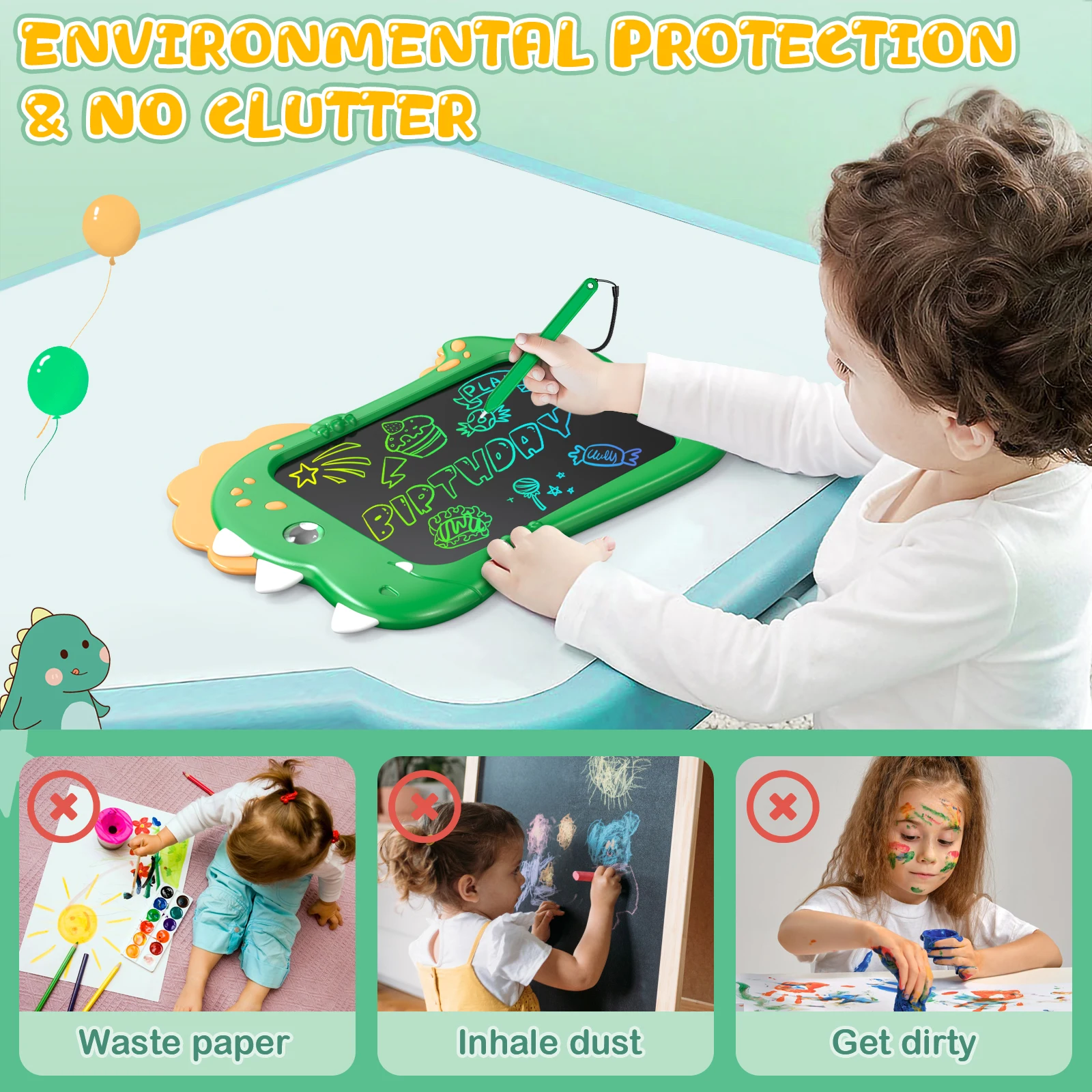 LCD Writing Tablet for Kids Toddler Toys for 3+ Year Old Boys Girls 8.5 inch Kids Doodle Board Dinosaur Toys Drawing Tablet