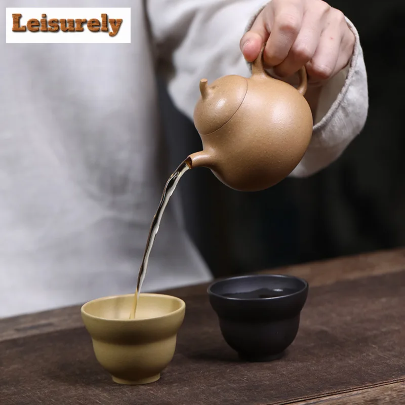 Yixing Purple Clay Teapots Handmade Eggplant Pot Raw Ore Section  Mud Tea Making Kettle With Strainer Zisha Tea Set 1 Pot 2 Cups