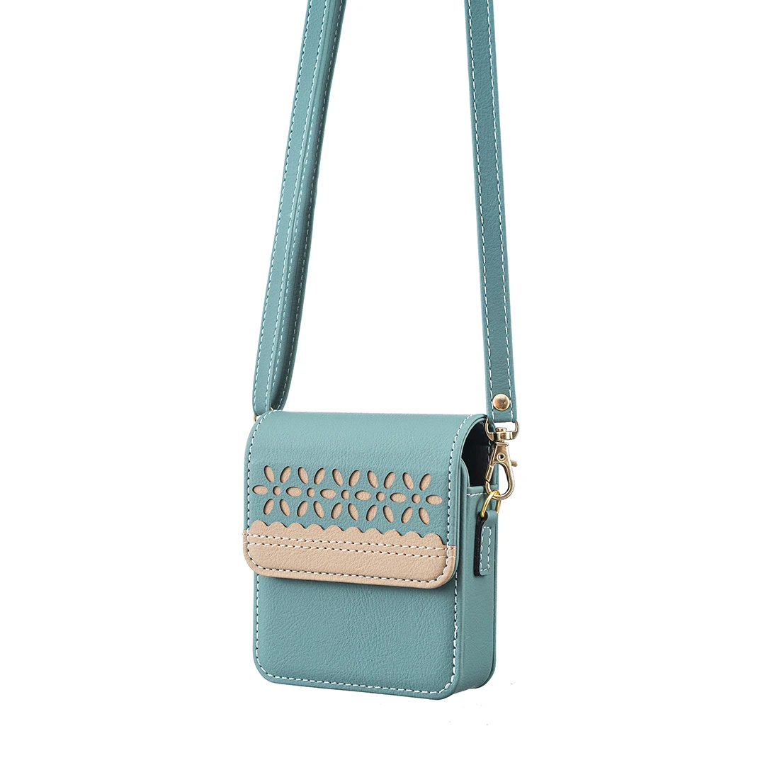 Luxury Embossed Floral Universal Bag Case with Long Lanyard and Shoulder Strap