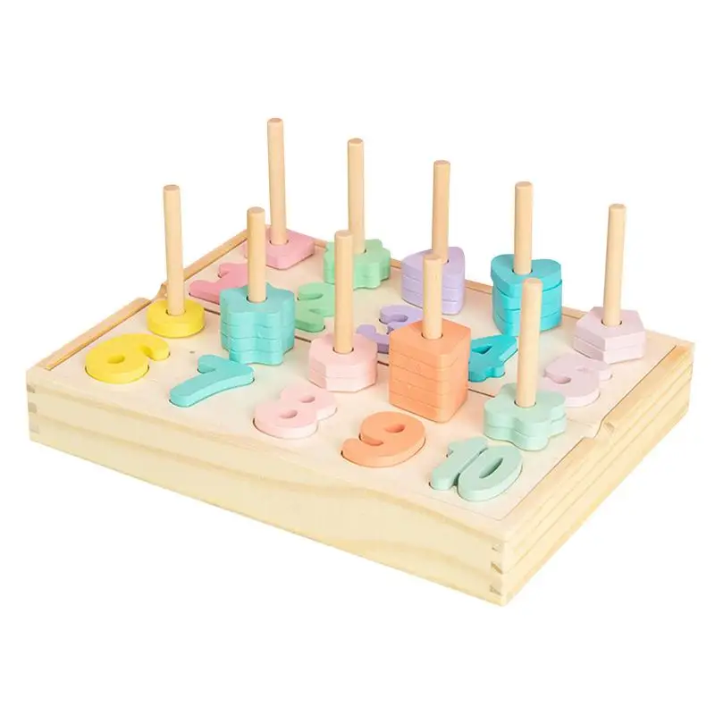 

Wooden Sorting Stacking Toys Stacking Wood Blocks Number Toys Montessori Math Shapes Puzzle Toys Early Learning STEM Preschool