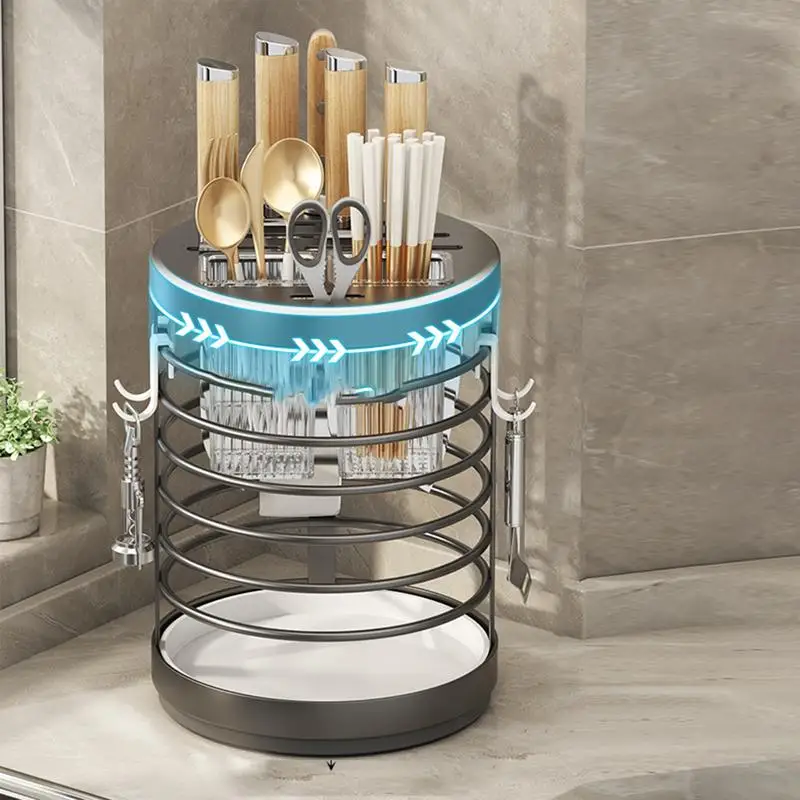 

Kitchen Utensil Holders Rotatable Chopsticks Cylinder Utensil Storage Seat Random Insertion Kitchen Knife for Spatula Spoon