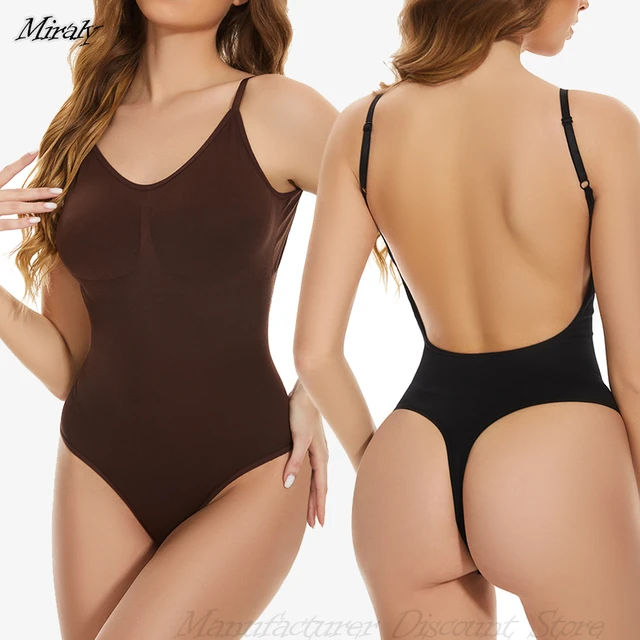 GUUDIA Women Bodysuit Body Shaper Backless Seamless Thong