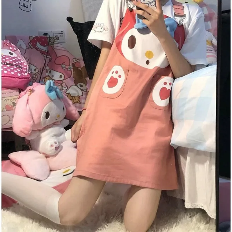 

Милое Платье на бретелях в японском стиле милая мимелоди милая девочка Sanrio плюшевое мультяшное платье Размер M-L Аниме плюшевый подарок для девочек
