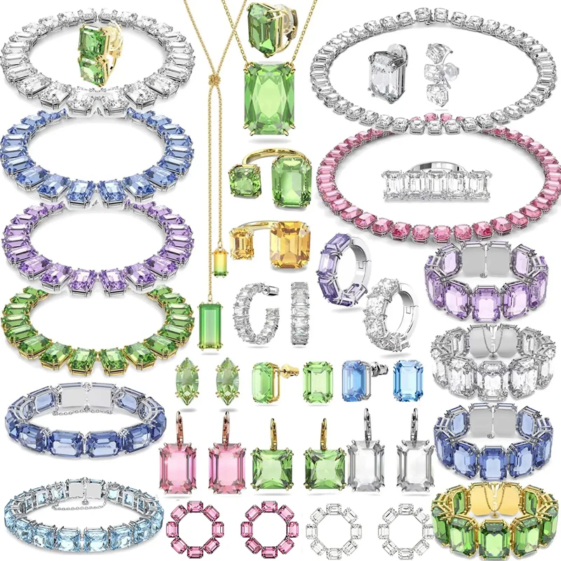 

JM Original 2023 Trendy Austrian Crystal Sunny Luxury Millenia Green Necklace Earrings Bracelet Jewelry Store Set for Woman