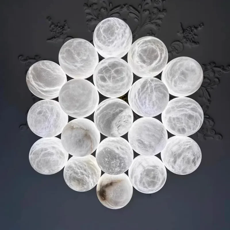 Home Deco G9 LED Marble Ball Bouquet Alabaster Series Trendy Chandelier Lighting Lustres Hanging Lamps For Living Room
