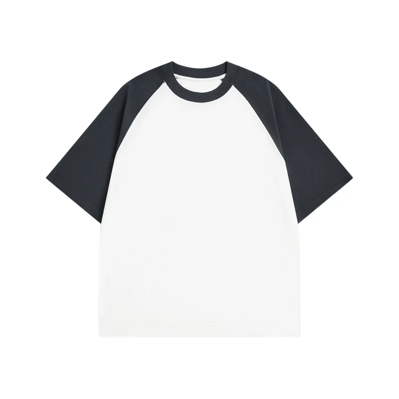 

2024 Spring/Summer New Product Heavyweight Pure Cotton 300g Contrast Color Raglan Short sleeved Women's T-shirt Versatile