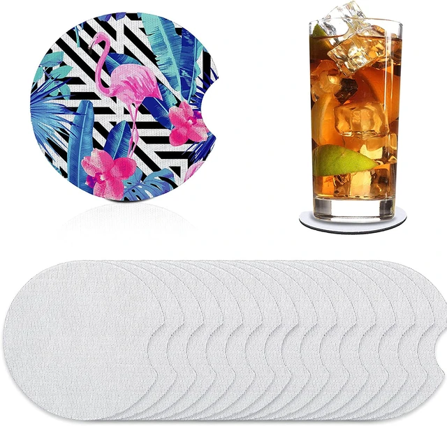 Sublimation Blanks Products Sublimation Car Cup Coasters Blanks Mat for DIY  Car Cup Coasters Painting Accessorie,15Pcs