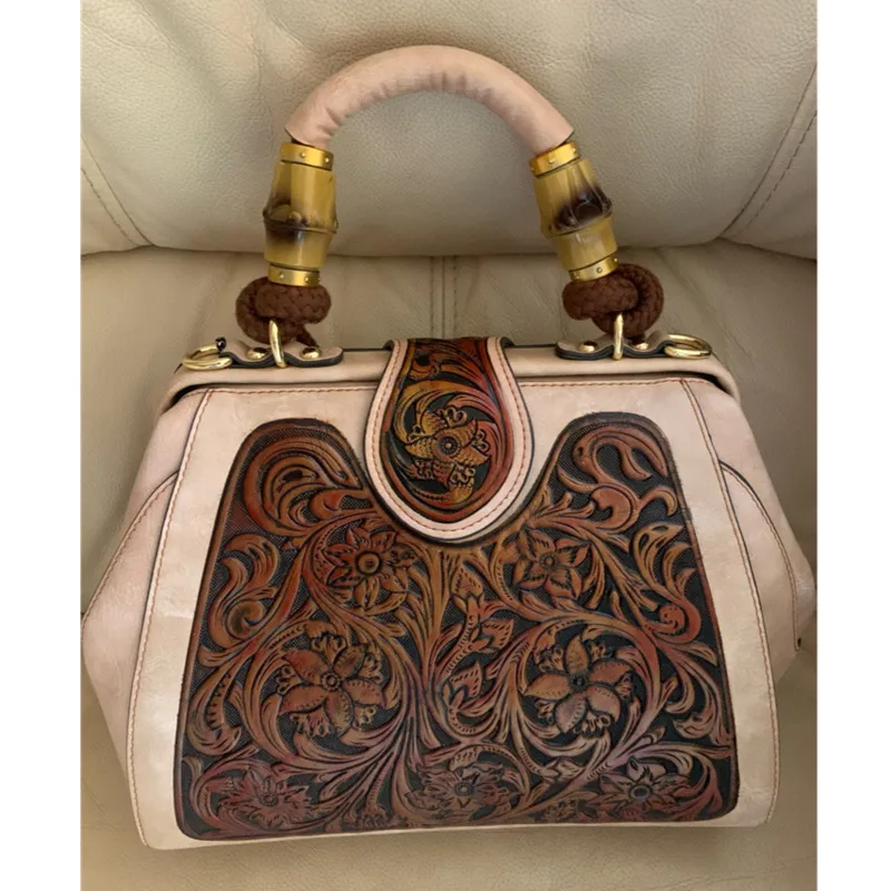 MOTAORA Luxury Handmade Women Shoulder Bag Vintage Carved Leather Women's Bag 2024 trend Ladies Designer Handbags Female Bags