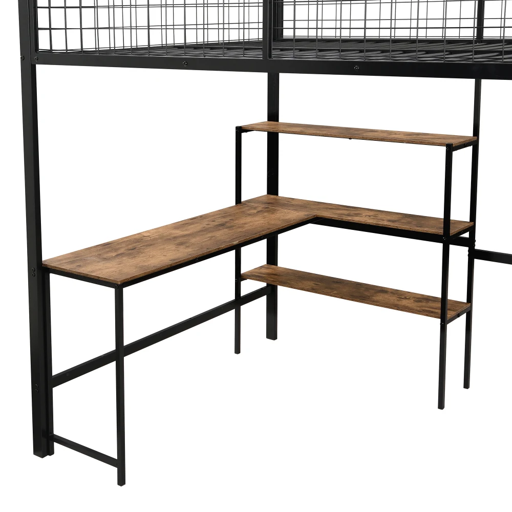 Multifunktionales Eisen-Etagenbett 140*200cm Kinder- und Erwachsenen-Schlafzimmermöbel mit Mehreren Regalen Integrierter Kleiderschrank Schreibtisch Ohne Matratze – Detail 24