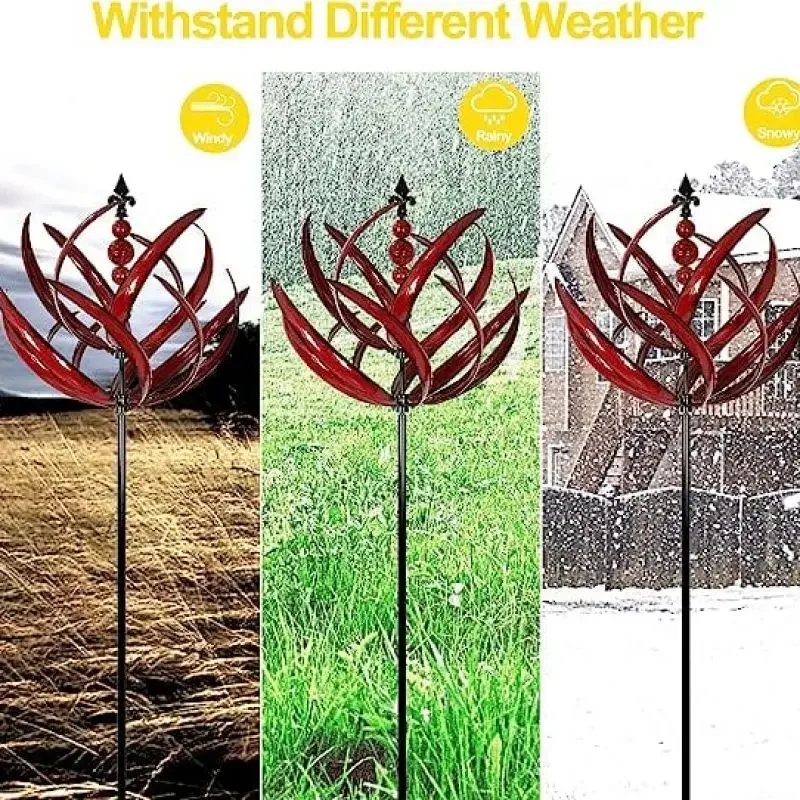 Garden Art Decor Wind Spinner New Harlow Wind Spinner Metal Windmill 3D Wind Powered Kinetic Sculpture Lawn Metal Solar Spinners Yard Garden Decoration